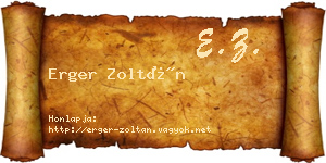 Erger Zoltán névjegykártya